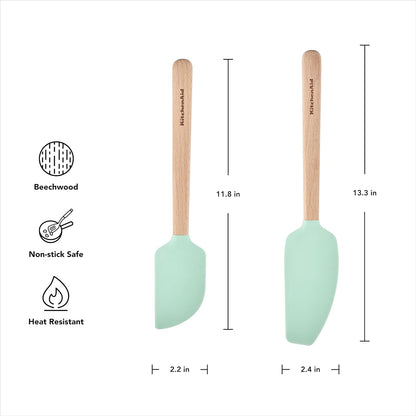 KitchenAid Bamboo Spatula Set, 2-Piece, Aqua Sky