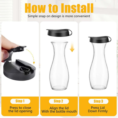 2-Pack Replacement Lids For Good Seasons Salad Dressing Cruet Glasses,Food-Grade Plastic,Tight Fit & Closeable Cap