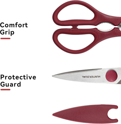 Kitchen Scissors for Food, HUNTER.DUAL Heavy Duty Come Apart Poultry Shears for Cooking, All Purpose for Cutting Chicken, Meat, Fish & Vegetables (Black, 8.26 Inch)