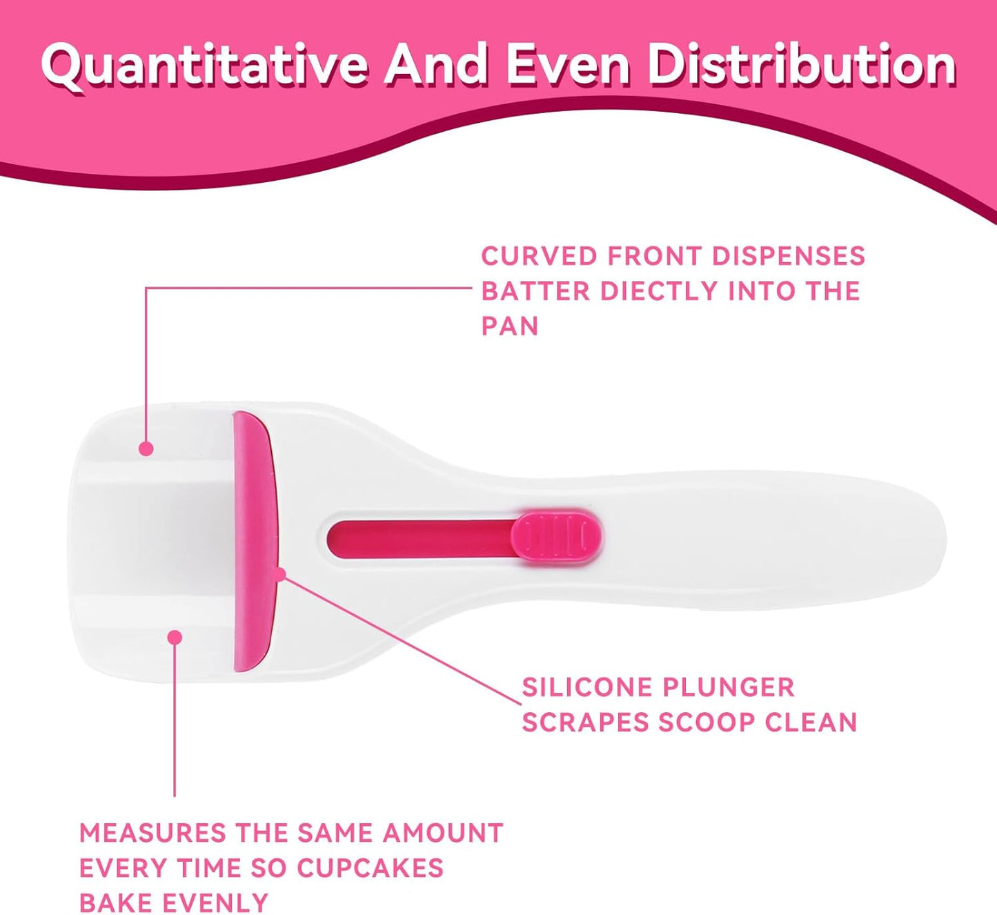 Cupcake Batter Scoop, Cupcake Scoop Batter Dispenser Sliding Button Baking Scoop Cake Dispensing Spoon for Baking, Pastry & Cake Decorating