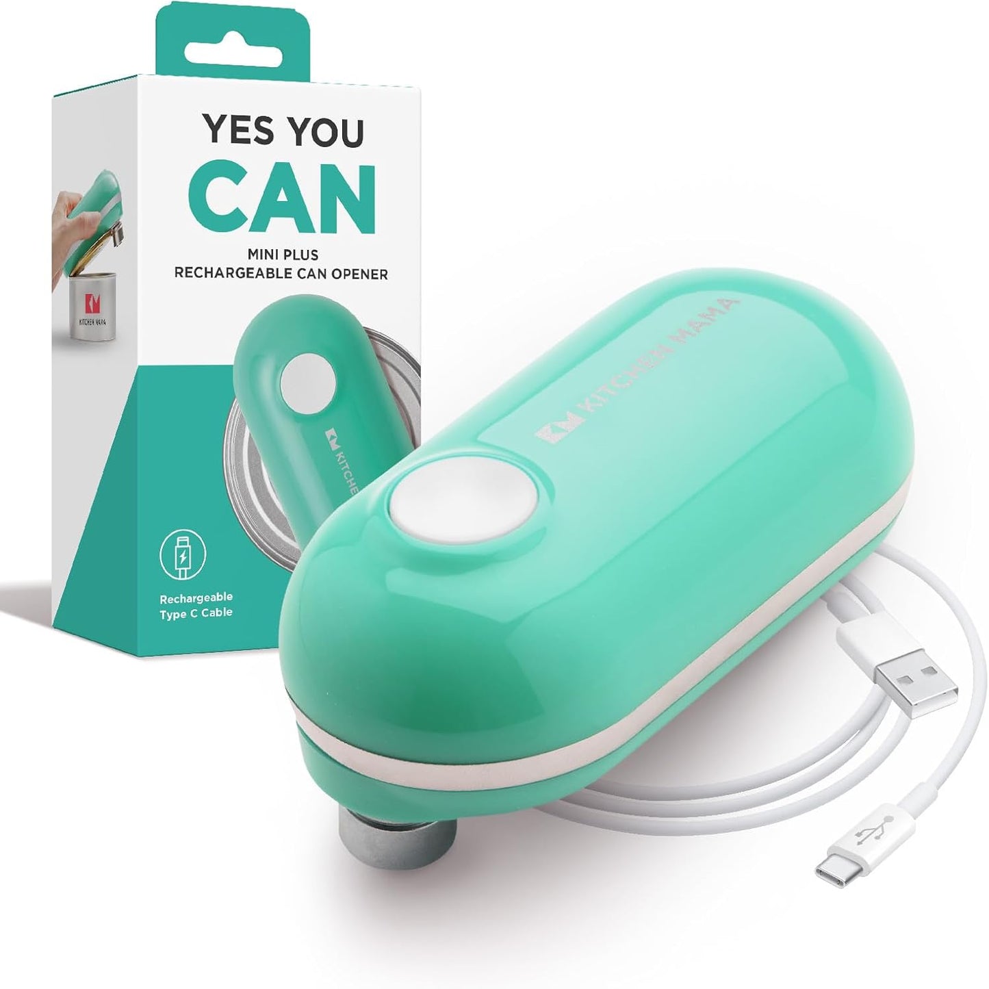 Kitchen Mama Mini Plus Rechargeable Electric Can Opener: USB-C Charging, Hands-Free, Auto Stop, Compact, Cordless, Smooth Edge - Perfect for Seniors with Arthritis, Home, and Travel (Red)