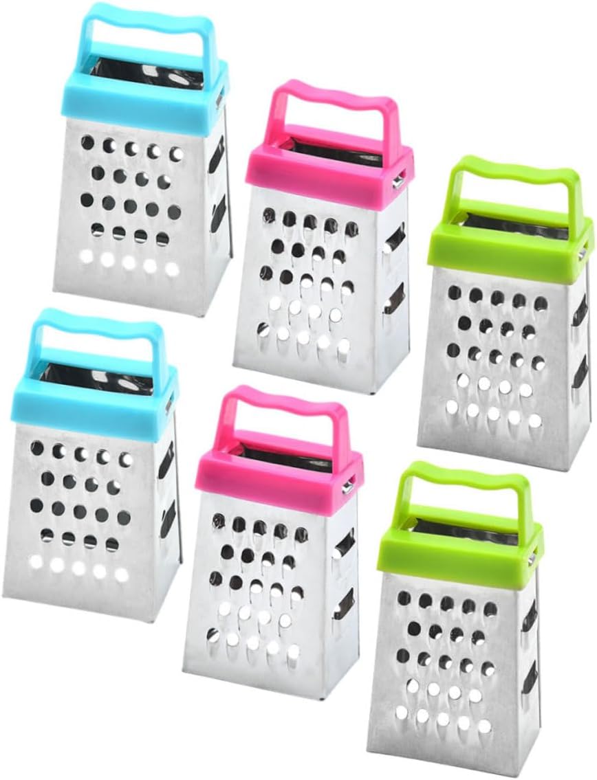 PRETYZOOM Mini Stainless Steel Cheese Grater Box with Non-Slip Handle Multipurpose Hand Grater for Cheese Garlic Ginger and Vegetable Slicing Compact 2.63 Inch Kitchen Shredder Set of 30