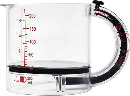 4 in 1 Adjustable Measuring Cup, Multi-Functional Measuring Cups with Scraper-Style Seal Base, Space-Saving Easy to Clean No Waste Design, All-in-1 Push Up Measuring Cups for Cooking and Baking