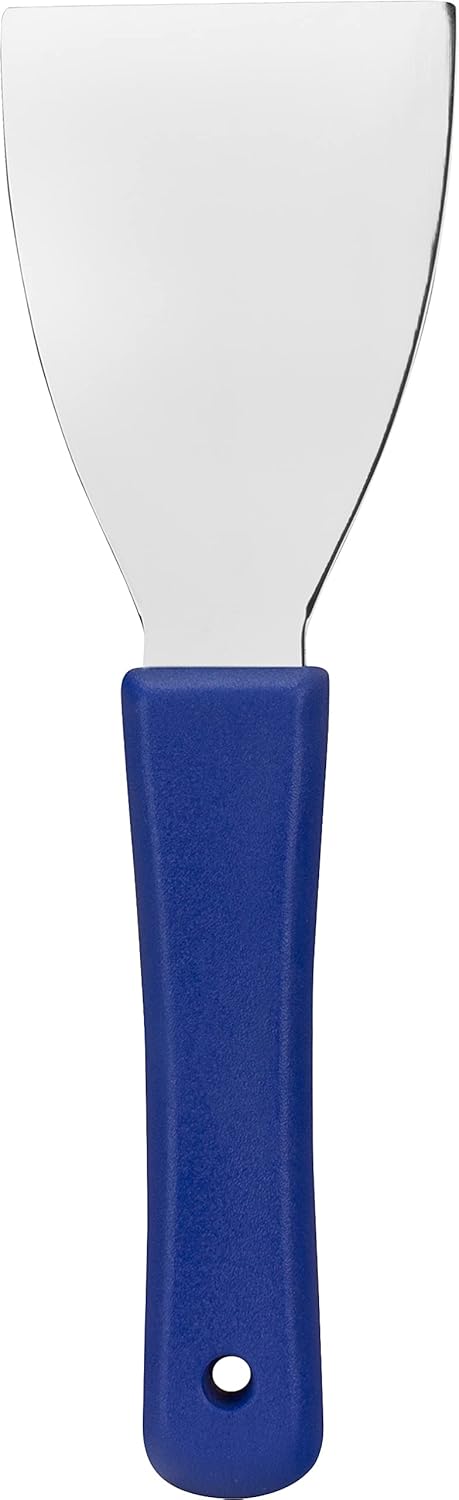 SPARTA Steel Handheld Scraper Kitchen Scraper Tool with Food-Safe Plastic Handle for Griddles, Pans, Pots, and Cutting Boards in Commercial Settings, Stainless Steel, 3 Inches, Pink