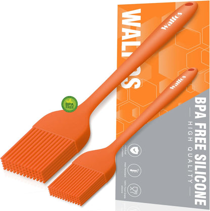 Walfos 600°F Heat Resistant Silicone Basting Brushes BPA Free Pastry Brush, Spread Oil Butter Sauce for BBQ Grill Baking Kitchen Cooking, Dishwasher Safe (2 SIZE)