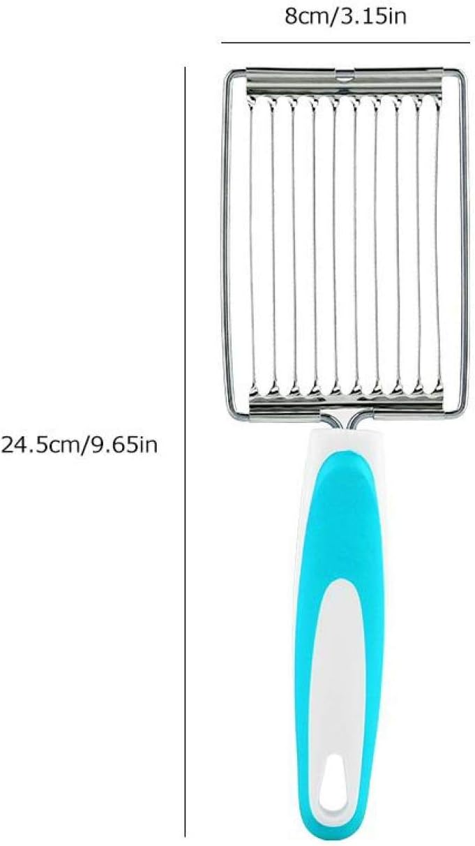 Luncheon Meat Cutter, Stainless Steel Luncheon Meat Cutter Tomato Slicer Fruits Cutter Luncheon Meat Slicer with Handle Cheese Boiled Egg Ham Tomato Serrated Slicing Knife (Blue)