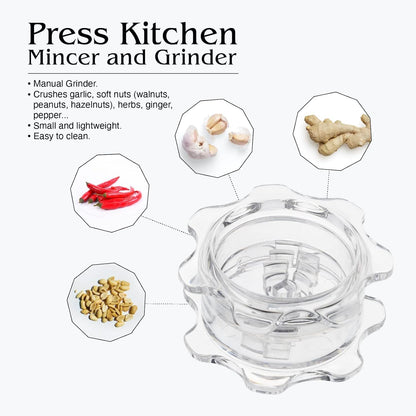 Angel’s Peel Lounge Grlic Mincer Manual Garlic for Quick Meal Preparation - Kitchen Tools for Mincing Grlic, Ginger, Herbs, Nuts (Clear Color)
