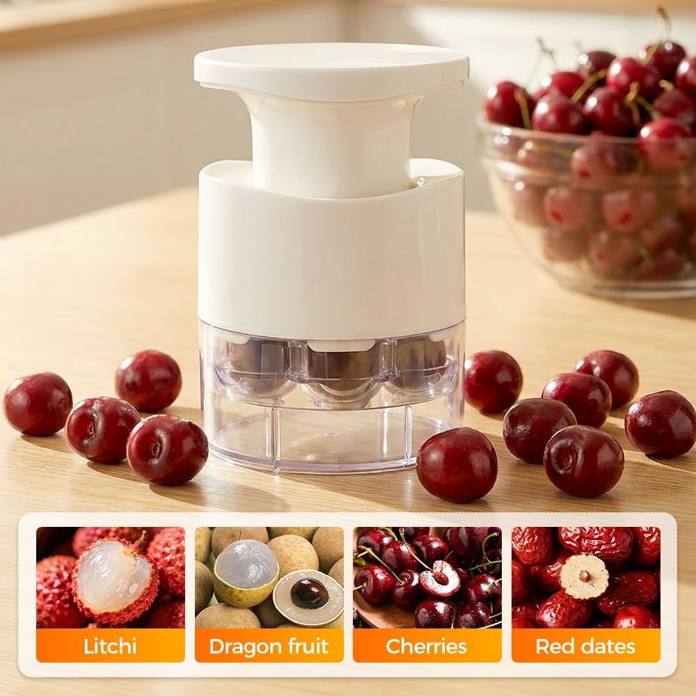 7-Hole Cherry Pitter Tool, 2026 Upgraded Cherry Pitter Tool Pit Remover, with Splatter Protector, Quick Release, Portable Cherry Pitting Tool, Cherry Seed Remover For Making Cherry Jam (Black)