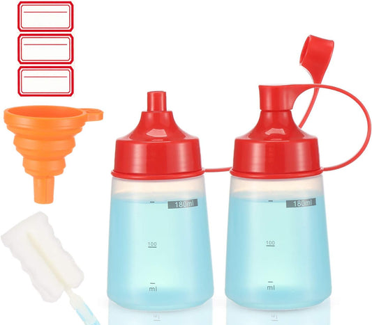 Condiment Squeeze Bottle for Sauces Wide Mouth, Plastic Squeeze Bottles for Condiments, Paint, Ketchup, Mustard, Oil, Resin, Baking, Cake Decorating, Cleaning, BPA Free-Food Grade (19 oz., 2, Count)