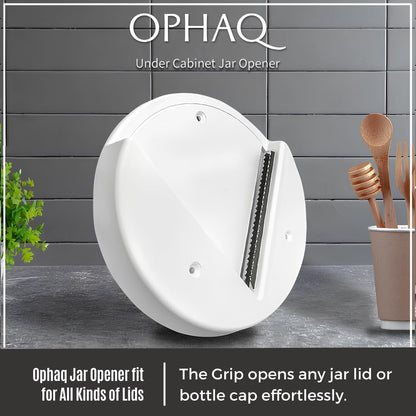 Under Cabinet Jar Opener, Original Jar Lid Opener, Ideal for Seniors, Weak Hands, Arthritis, White Plastic, Cylindrical Shape, Kitchen & Office Use