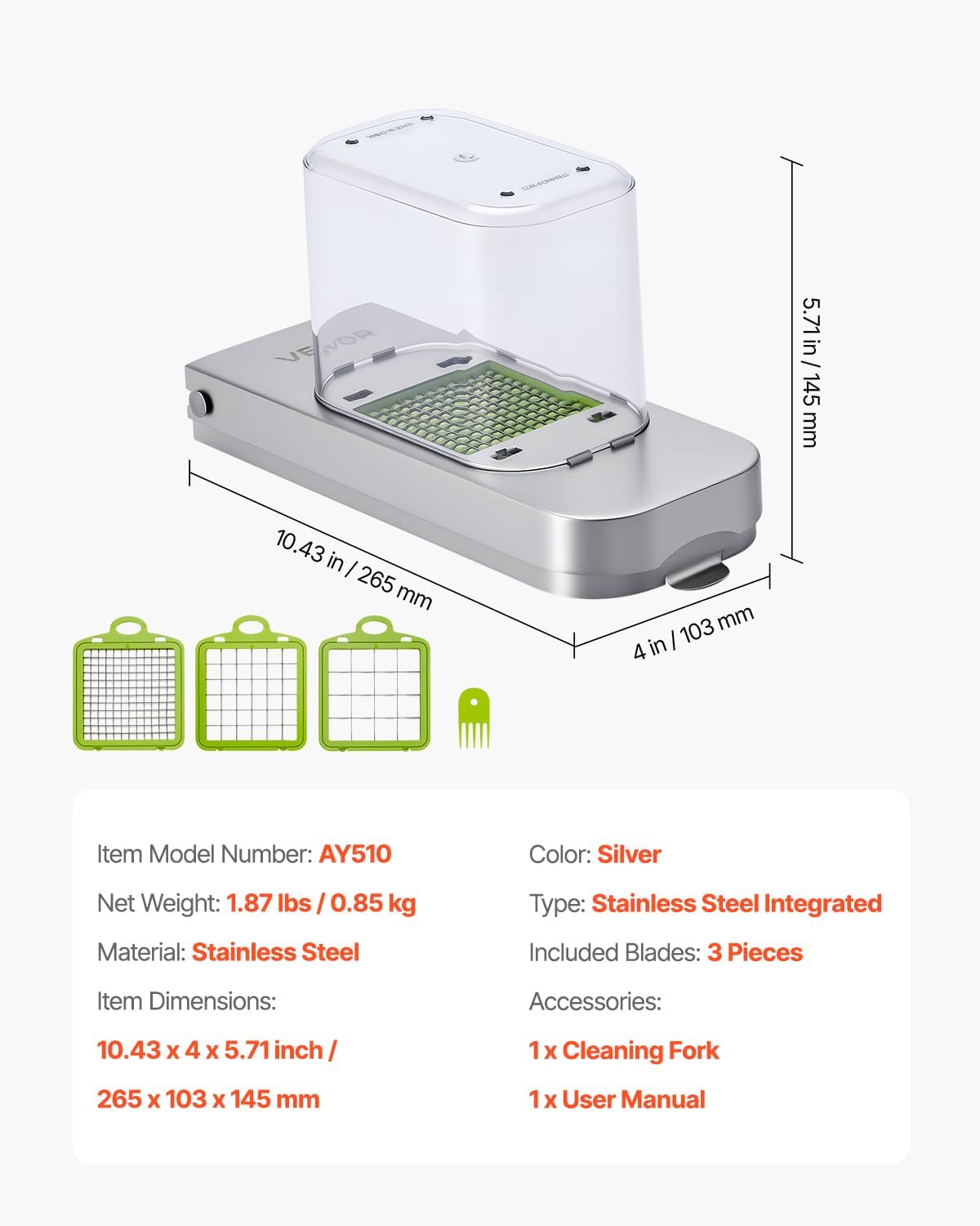 VEVOR Vegetable Chopper Mandoline Slicer, All-in-1 Food Veggie Cutter with 9 Stainless Steel Blades, Cheese Grater Onion Potato Dicer with Container,Salad Spiralizer Kitchen Gadgets&Essentials