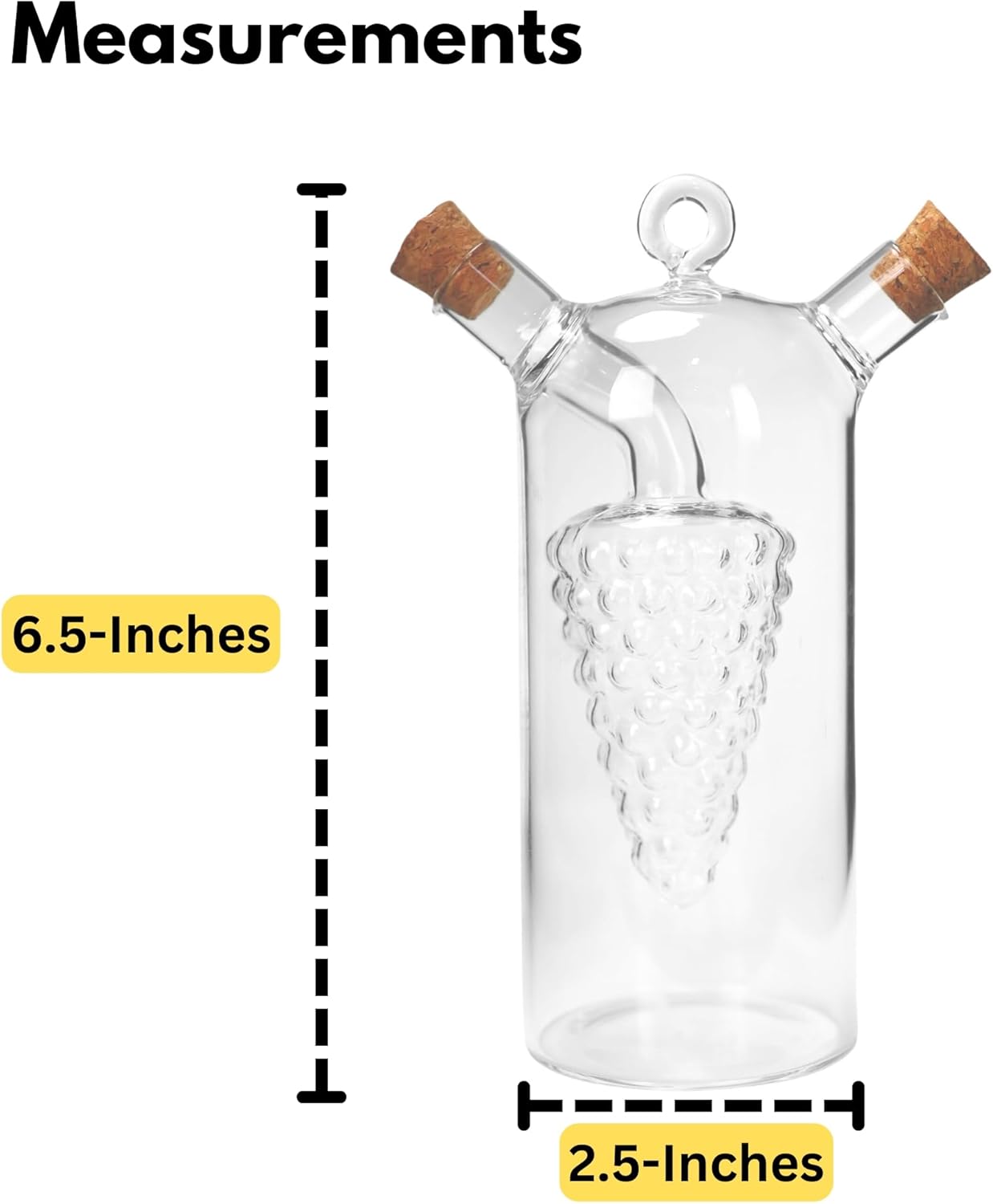 Iconikal 2-in-1 Glass Oil & Vinegar Salad Dressing Cruet Bottle Pourer
