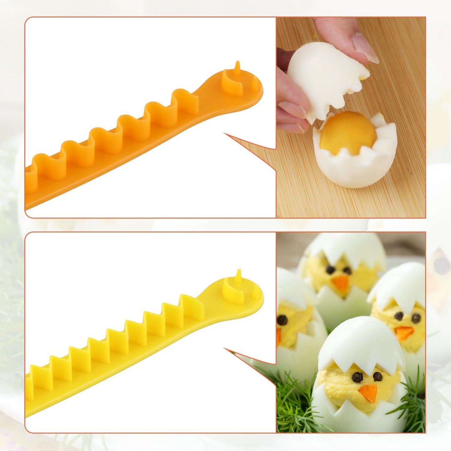 2pcs Fancy Cut Eggs Cutters, 2 Shapes Cooked Eggs Cutter for Boiled Eggs, Multifunctional Egg Decorator Cutter Fruit Slicer Kitchen Tool for Making Cute Children's Bento