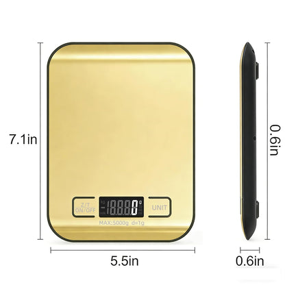 Digital Shipping Scale,Stainless Steel Panel, Accurate Portable Postal Scale for Packages, Small Business,Kitchen, Food, Handmade, Liquids, and Boutique (Rose Gold Battery(5kg/1g))