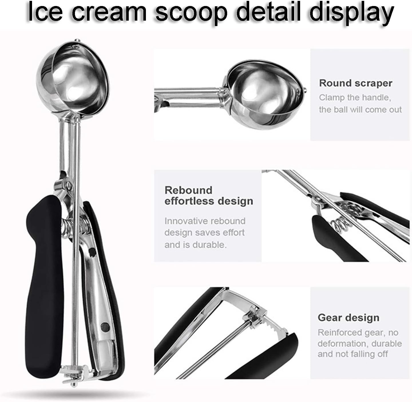 Cookie Scoop, 1 Tbsp Ice Cream Scoop, Cookie Scoops for Baking, Cookie Dough Scoop for Cookie Cupcake Muffin Ice Cream Waffle, Comfortable Grip, Non-Slip