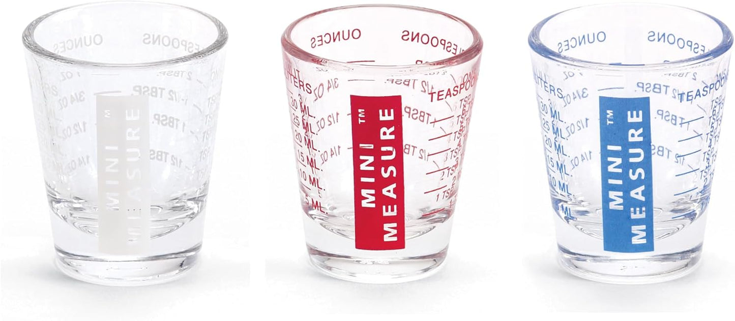 Kolder Mini Measure Heavy Glass, 20-Incremental Measurements Multi-Purpose Liquid and Dry Measuring Shot Glass, White