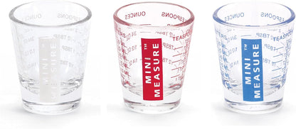 Kolder Mini Measure Heavy Glass, 20-Incremental Measurements Multi-Purpose Liquid and Dry Measuring Shot Glass, White
