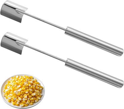 Corn Peeler Stainless Steel Corn Stripper Tool for Fast Kernel Removal, Kitchen Canning & Salad Prep Gadget, Heavy Duty Blade with Ergonomic Non-Slip Grip for Chefs and Home Cooks 2PCS