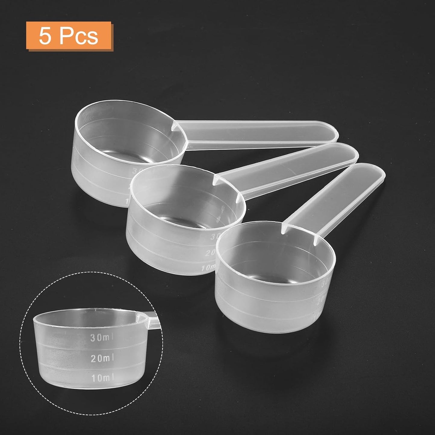 uxcell 5Pcs Plastic Measuring Spoons 15g/30ml Table Spoon Powder Scoops Spoon for Measuring Coffee Protein Powder Spices, Clear