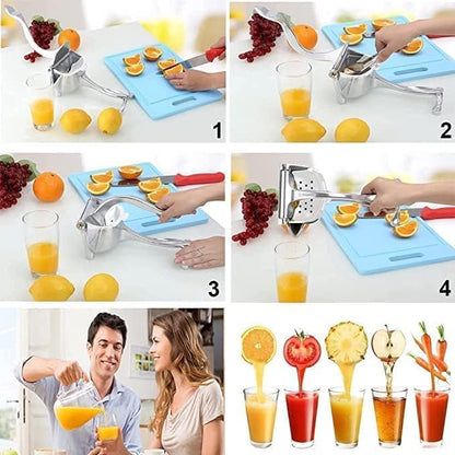 Manual Hand Press Fruit Juicer with Heavy Quality Detachable Lever for Citrus Lime Juicer or Orange Juicer, Steel Handle Juicer for Instant Juice (Aluminium, Silver
