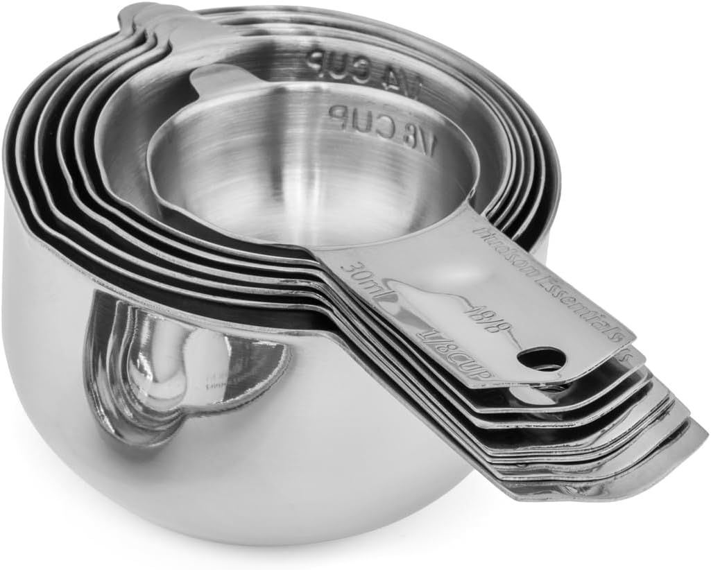 Hudson Essentials Stainless Steel Measuring Cups and Spoons Set - Stackable Set with Spout (11 Piece Set)