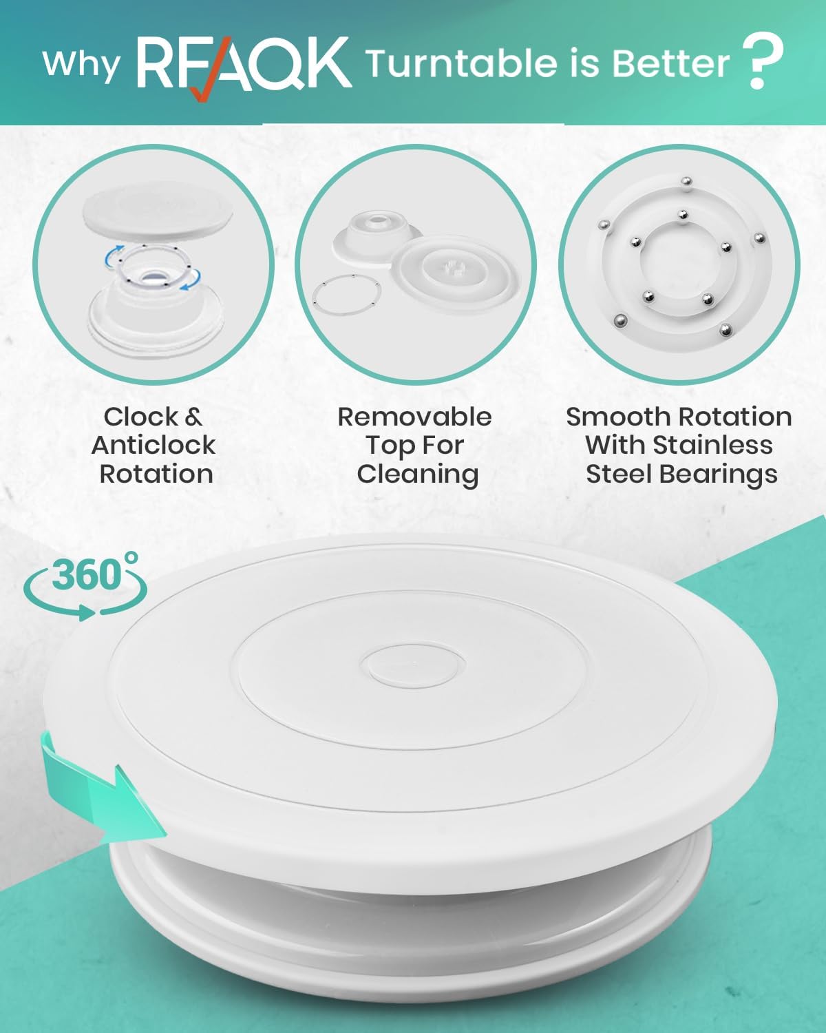 RFAQK 90PCs Cake Decorating Kit with Leveler, Baking Supplies Gift Includes Cake Stand Turntable, 24 Numbered Icing Tips, 55+1 Piping Bags, 2 Frosting Spatulas, 3 Scrappers, Video Course & Booklet