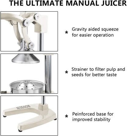 ROVSUN Commercial Grade Citrus Juicer Hand Press Manual Fruit Juicer Juice Squeezer Citrus Orange Lemon Pomegranate (White)