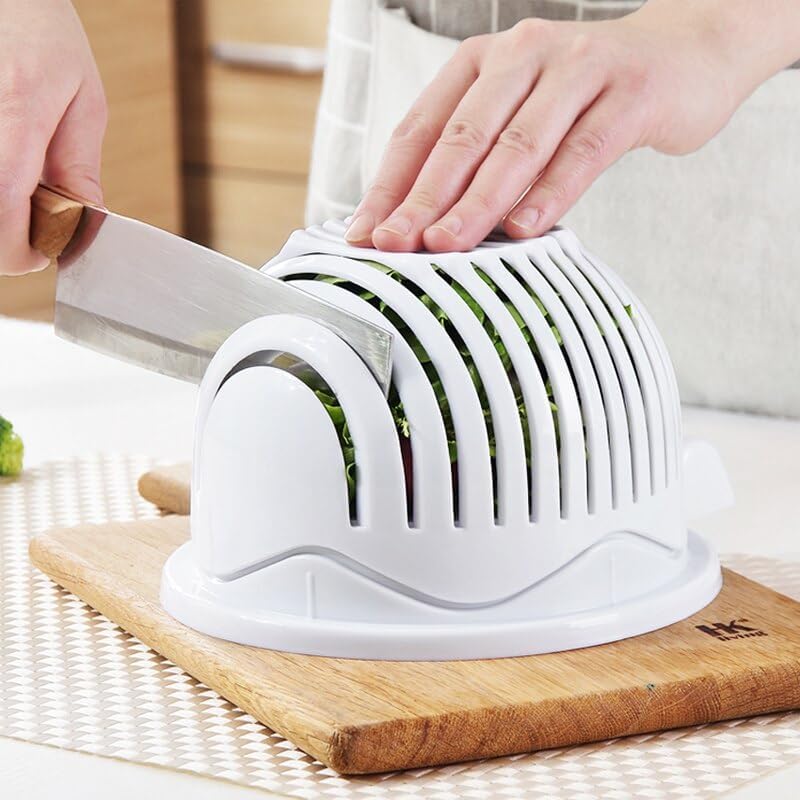 Dependable Industries inc. Essentials Quick Salad Maker Chopper Salad Cutter Bowl Swiftly Dice Fruits & Vegetables, BPA-Free Healthy Meals and Salads in Minutes Multi-functional (Yellow)