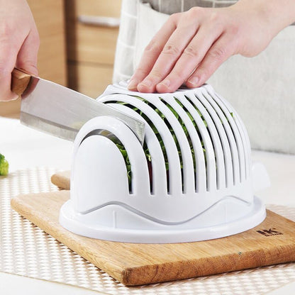 Dependable Industries inc. Essentials Quick Salad Maker Chopper Salad Cutter Bowl Swiftly Dice Fruits & Vegetables, BPA-Free Healthy Meals and Salads in Minutes Multi-functional (Yellow)
