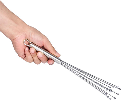 Restaurantware 10.5 in Stainless Steel Ball Whisk - German Standard Egg Beater with Ergonomic Handle, Dishwasher Safe - Manual Mixer Cooking Whisk for Baking, Stirring, Sauces, Beating