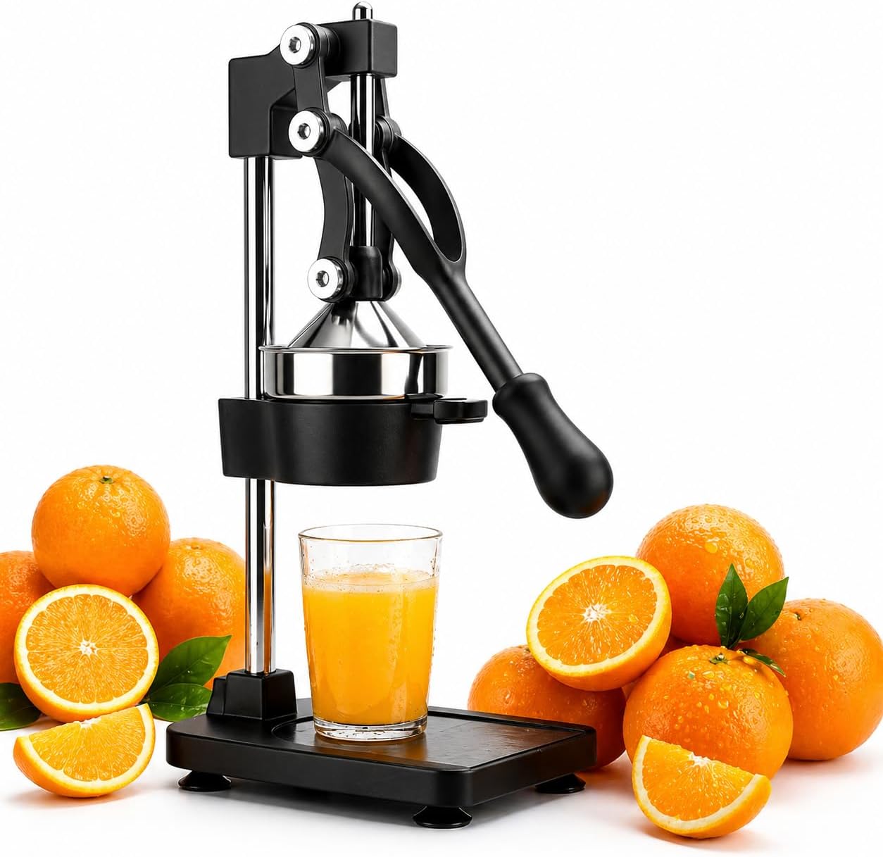 Cast Iron Juicer Hand Press – Heavy Duty Manual Citrus Juicer, Professional Orange Press, Stainless Steel Lemon Squeezer & Lime Juice Extractor (gray)