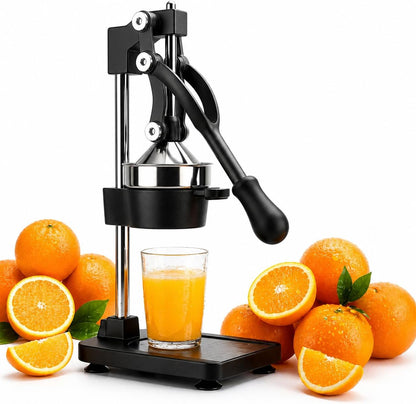Cast Iron Juicer Hand Press – Heavy Duty Manual Citrus Juicer, Professional Orange Press, Stainless Steel Lemon Squeezer & Lime Juice Extractor (gray)