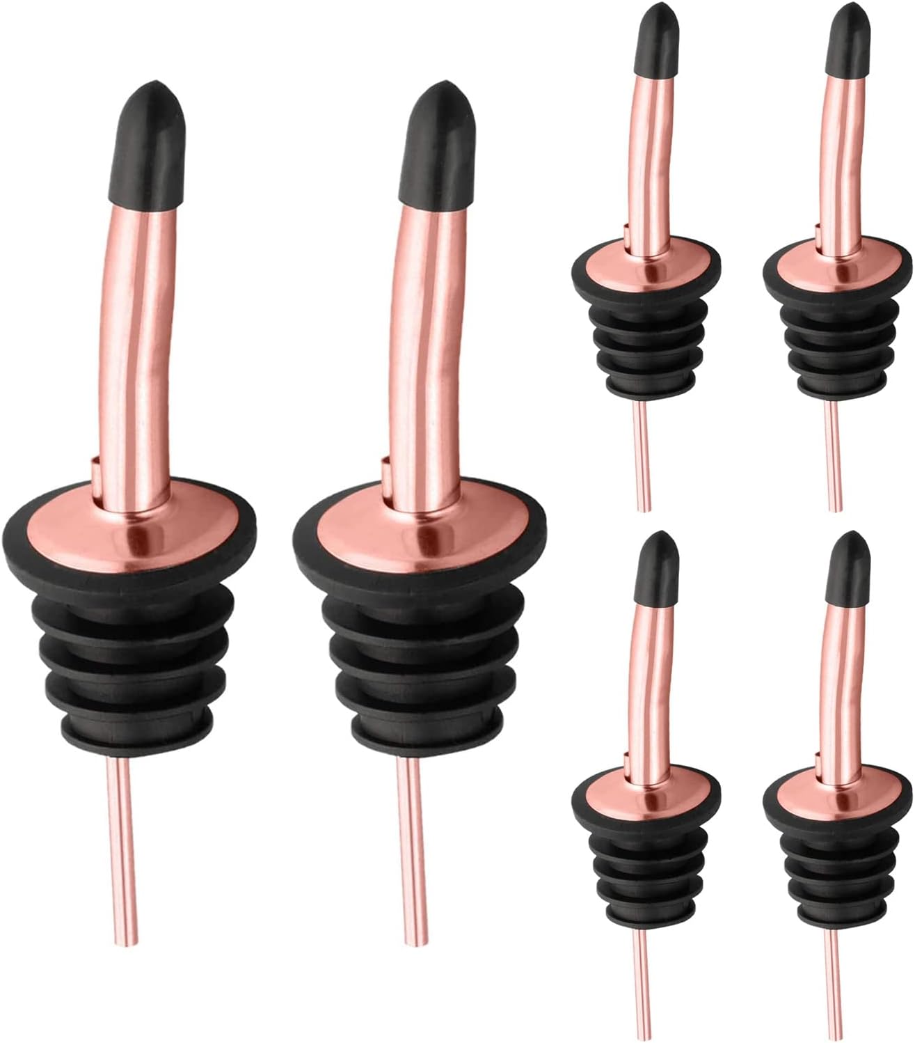 Pafusen 6 Pack Liquor Bottle Pourers, Liquor Pour Spout for Liquor Bottles, Stainless Steel Olive oil Dispenser Spout, Alcohol Pourer Spouts Dust Caps Covers Fixed, Sliver