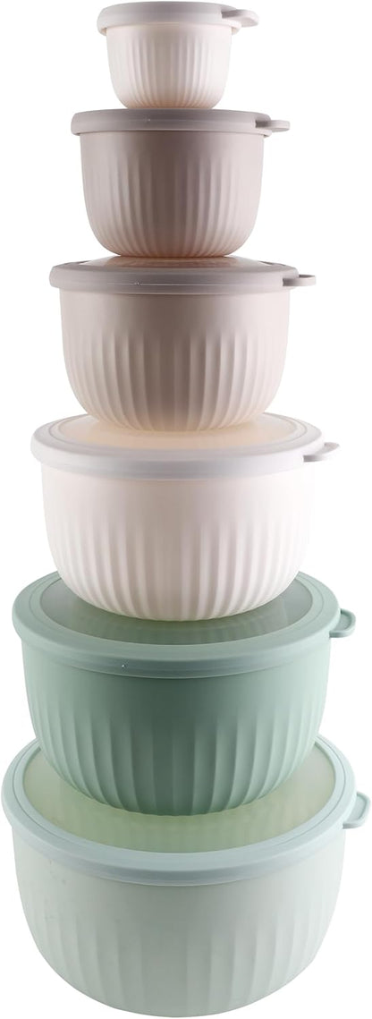 COOK WITH COLOR Prep Bowls with Lids- Wide and Deep Nesting Plastic Small Mixing Bowl Set with Lids, 8 Piece Set - Wide Bowls, Blue
