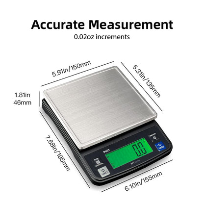 Polit Digital Kitchen Scale KT-66 30lb/13kg｜0.05oz/1g Precision Food Scale with LCD Display｜Battery or Plug-in｜Stainless Steel Top｜Grams, Ounces, Pounds｜5 Units for Baking, Farming & Shipping Scale