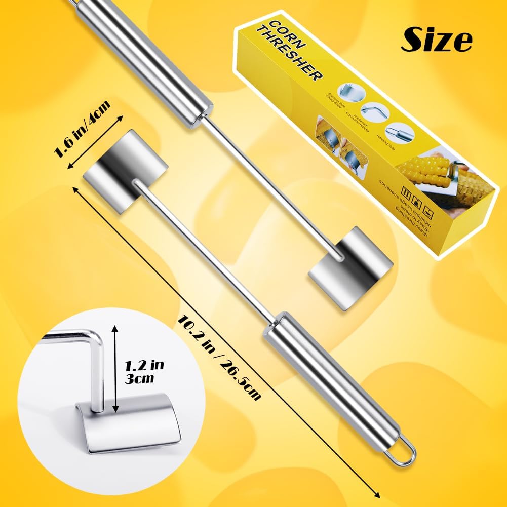 2PCS Stainless Steel Corn Cob Peeler,Professional Corn Cutter Tool to Remove Kernels from Corn on the Cob,Durable & Easy-to-Use Kitchen Gadget for Raw/Cooked Corn