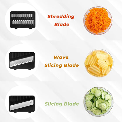 ZHANG XIAO QUAN SINCE 1628 Handheld Mandoline Slicer 3-in-1, Veggie Shredder Cutter with Interchangeable Utral Sharp Blade, Vegetable Slicer Chopper forVegetable, Fruit