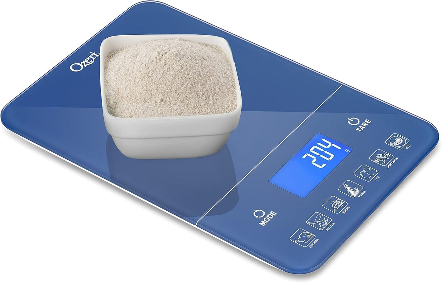 Ozeri Touch III Digital Kitchen Scale with Calorie Counter, 22 lbs (10 kg), Calla Green
