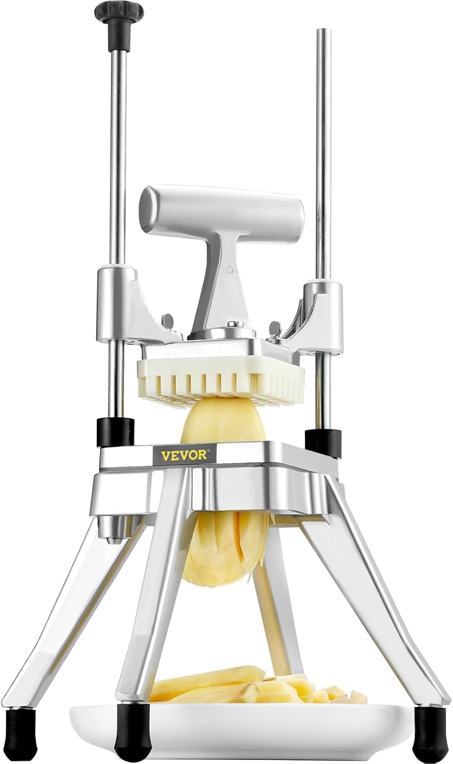 VEVOR French Fry Cutter, Ergonomic Potato Slicer with 3 Blades (1/2", 3/8", 1/4") & Juicer Plate, Easy-Replace Vegetable Chopper Dicer for Carrot, Onion, Lemon, Ideal for Home & Commercial Kitchens