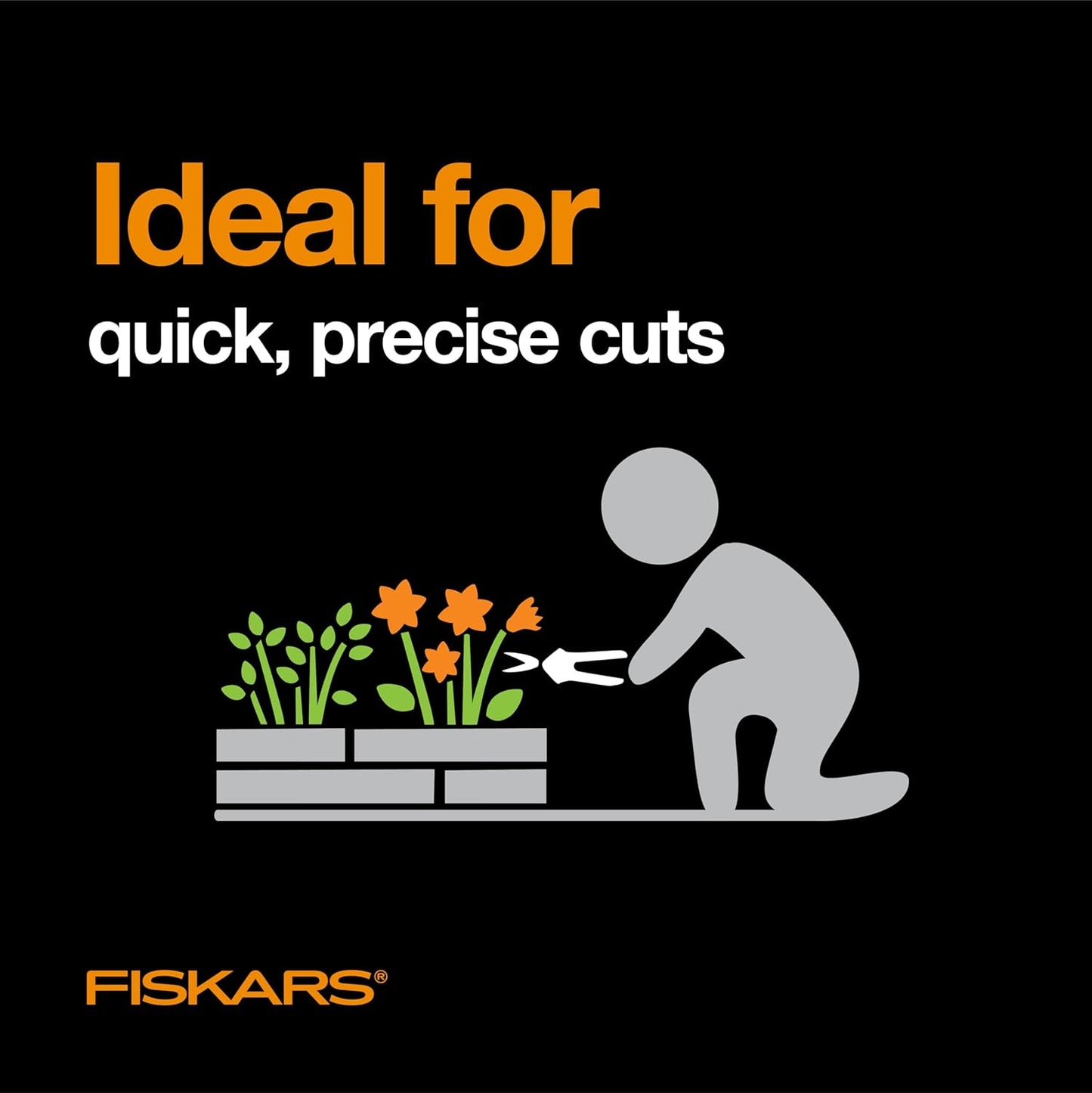 Fiskars 6" Pruning Scissors for Flowers, Buds, Weeds and Small Plants, Garden Snips with Resin Resistant Nonstick Stainless Steel Blades, Gardening Trimmers with Comfortable Handle