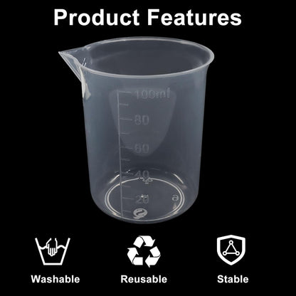 4 Pcs 50ml / 100ml /150ml /300ml Capacity Clear Measuring Cup, Transparent Lab Liquid Mixing Cups, Plastic Graduated Beakers for Kitchen Cooking Medicine Measure Tool