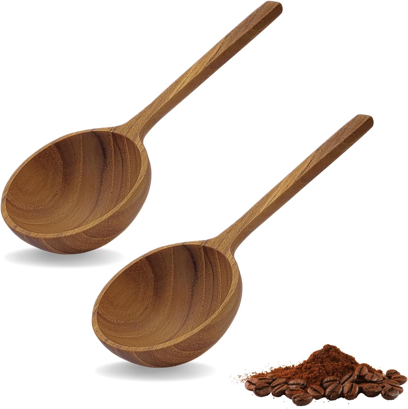 Wooden Coffee Spoon, Handmade Teak Wood Scoop for Ground Coffee, Beans and Tea 1 Tablespoon for Jars and Containers (1 Piece)