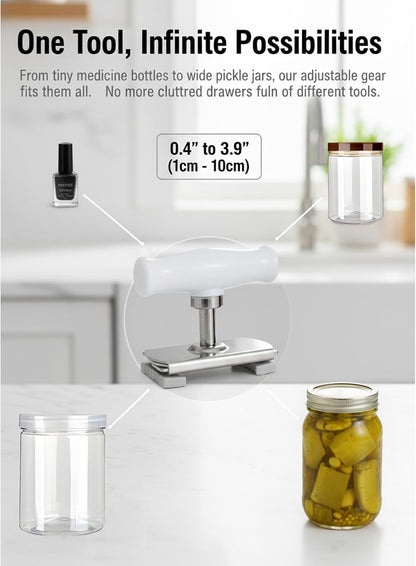 Cap Crack Jar Opener 2026 New Adjustable Multi-Lid Can Opener for Weak Hands - Ergonomic Non-Slip Grip, One-Hand Operation, Opens Bottles Cans Jars Effortlessl (White Green)