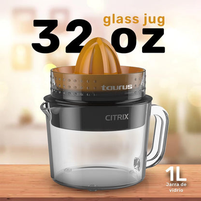 Citrus Juicer with 2 Interchangeable Cones, Premium Glass Container, Easy-to-Clean, Compact Design, Perfect for Limes, Oranges, and Lemons - Durable, Hygienic, and Versatile for Everyday Use