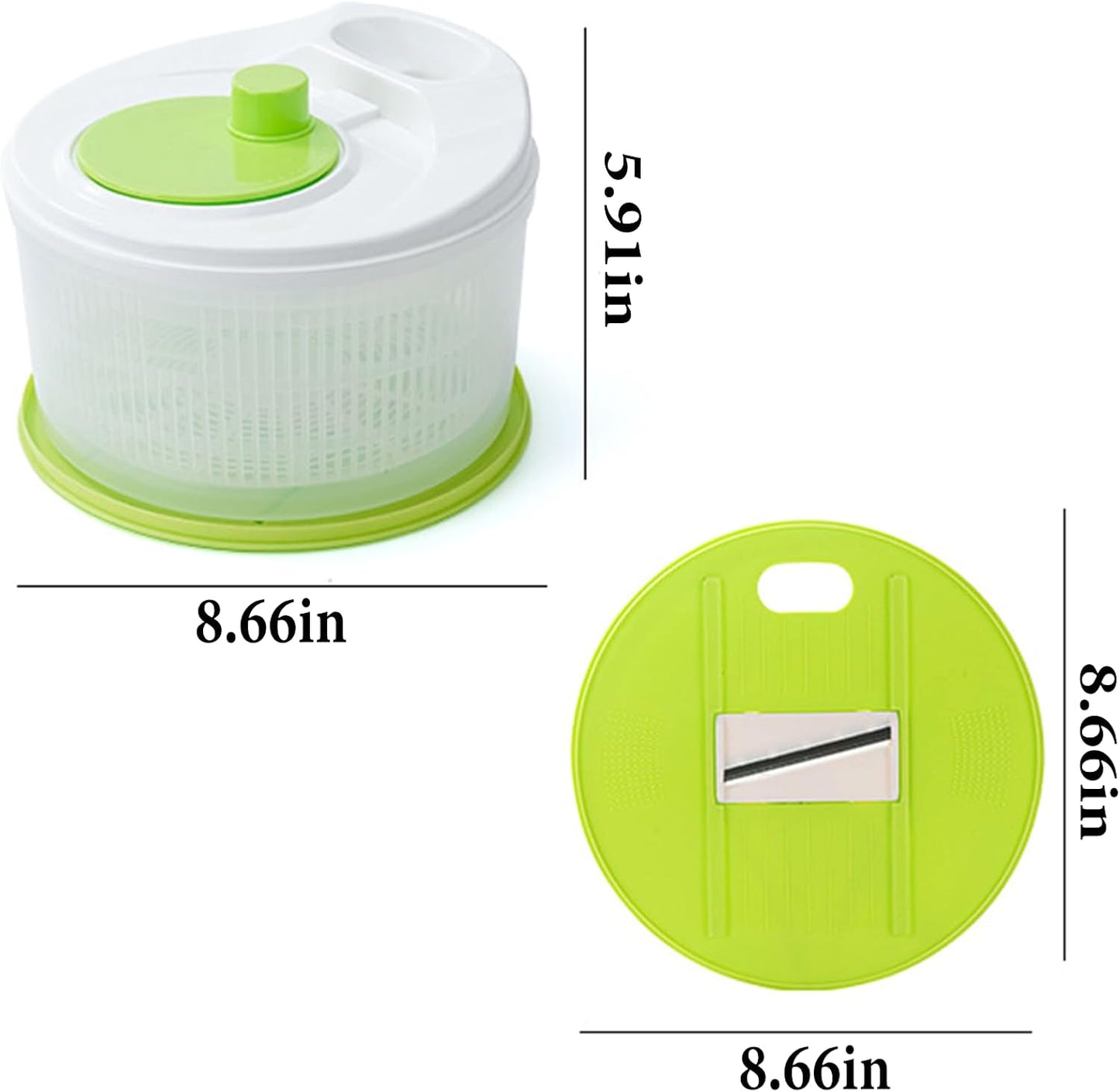 Salad Spinners Best Rated Lettuce Spinner Vegetable Washer 2-in-1 Quick Dehydration, Slicing and Shredding