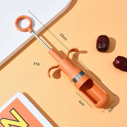 Khakho 2pcs Cherry Pitter, Cherry Corer, Fruit Core Pitter Remover, Portable, Orange-Blue, Plastic, Rubber Handle, Perfect for Red Dates, Hawthorn, Grape