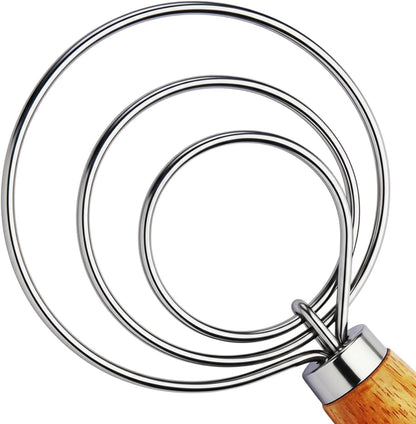 TEEVEA Danish Dough Whisk Stainless Steel for Sourdough Pizza and Bread Baking