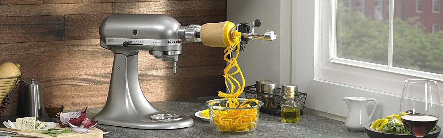 KitchenAid DRTVICE6 Combo Package Spiralizer KSM1APC Flex Edge Beater KFE5T Stand Mixer Attachment Recipe Book