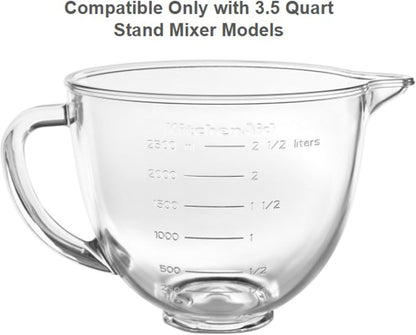 KitchenAid 5 Quart Tilt-Head Glass Bowl with Measurement Markings & Lid - KSM5GB