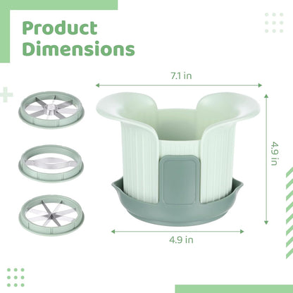 Apple Slicer and Corer Set with 3 Interchangeable Blades, Stainless Steel Apple Cutter, 8 Slices Slicer for Pear, Mango, Tomato, Green, 4.9 x 4.9 x 7.1 in
